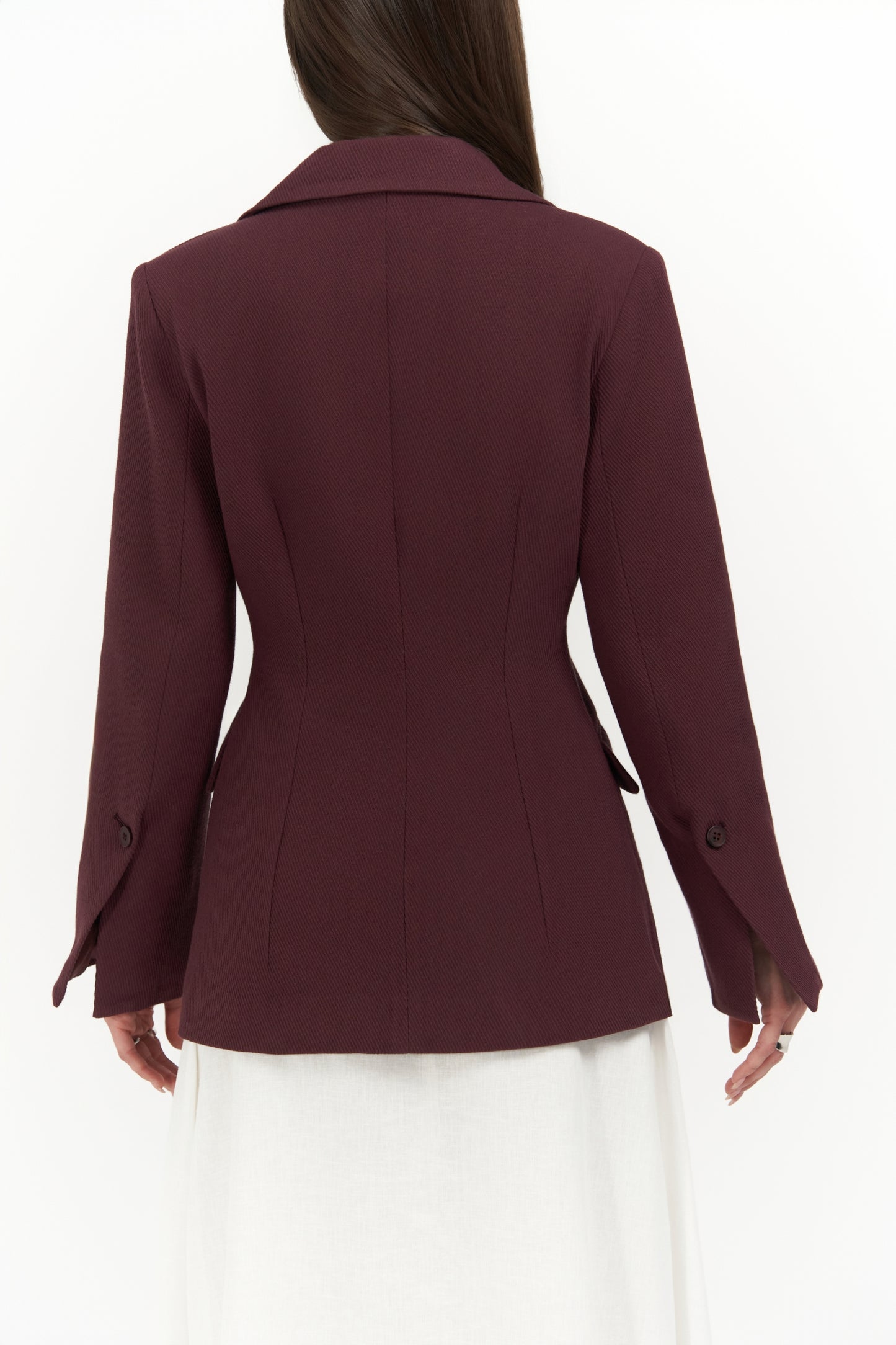 Blazer Rouge Bordeaux Cintré 100% Coton