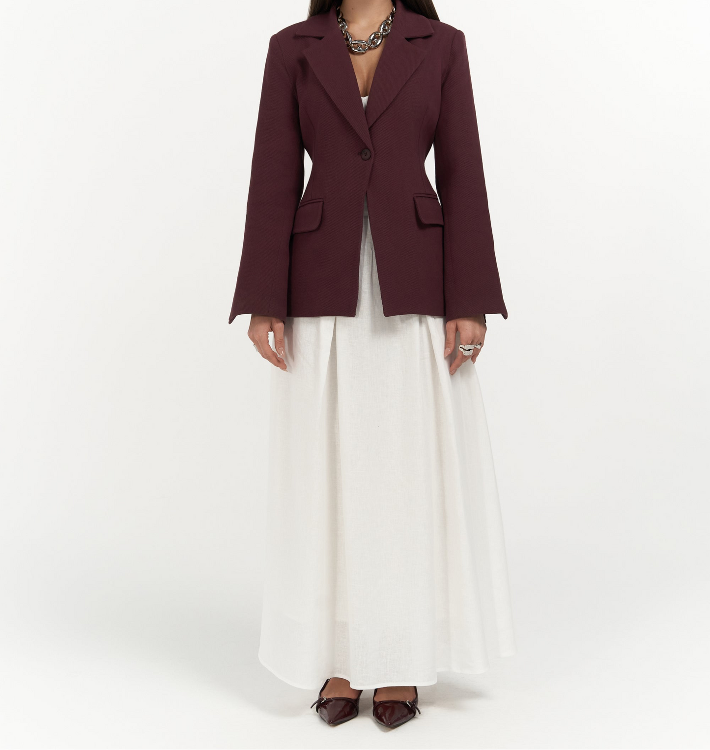 Blazer Rouge Bordeaux Cintré 100% Coton