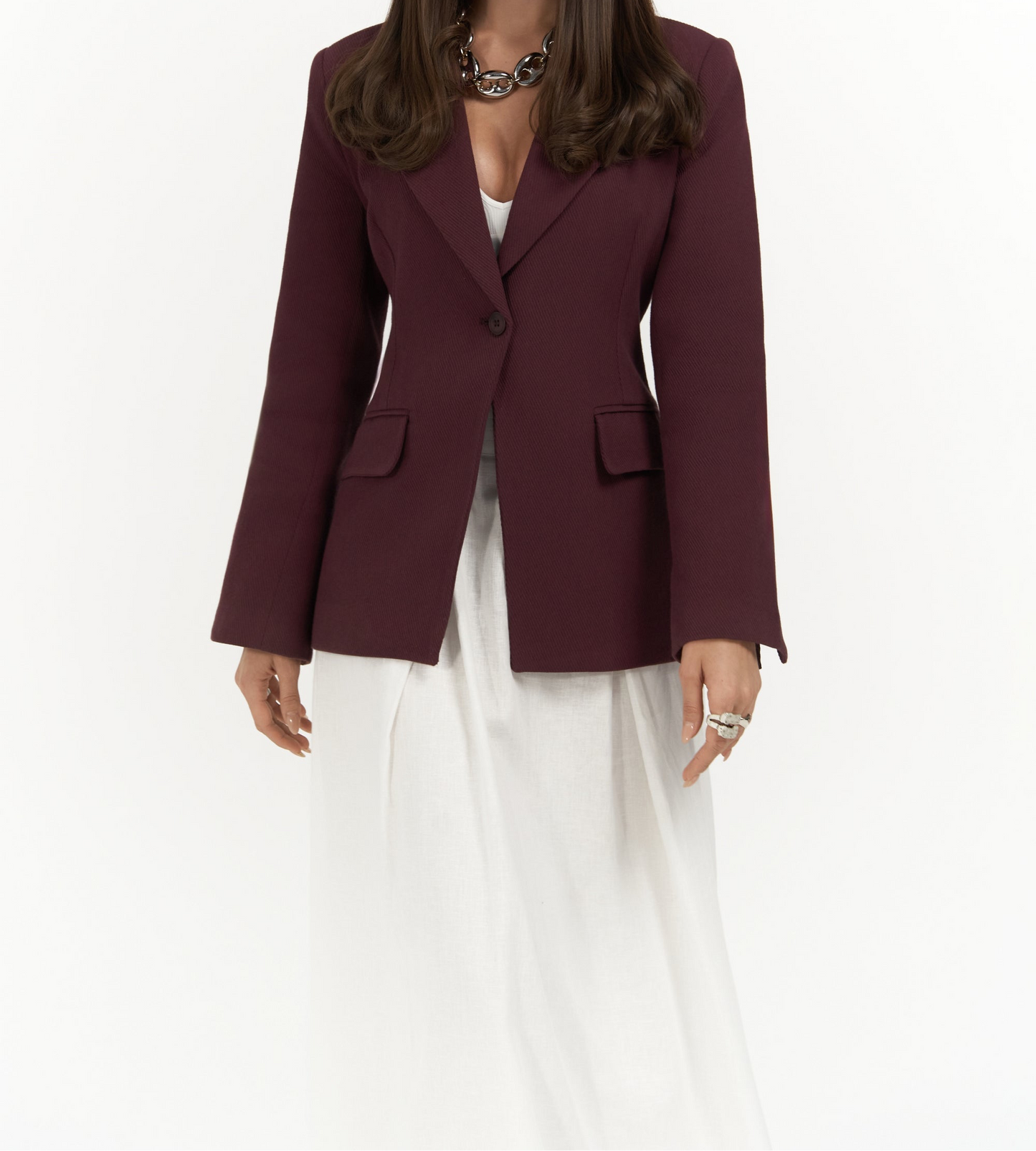 Blazer Rouge Bordeaux Cintré 100% Coton
