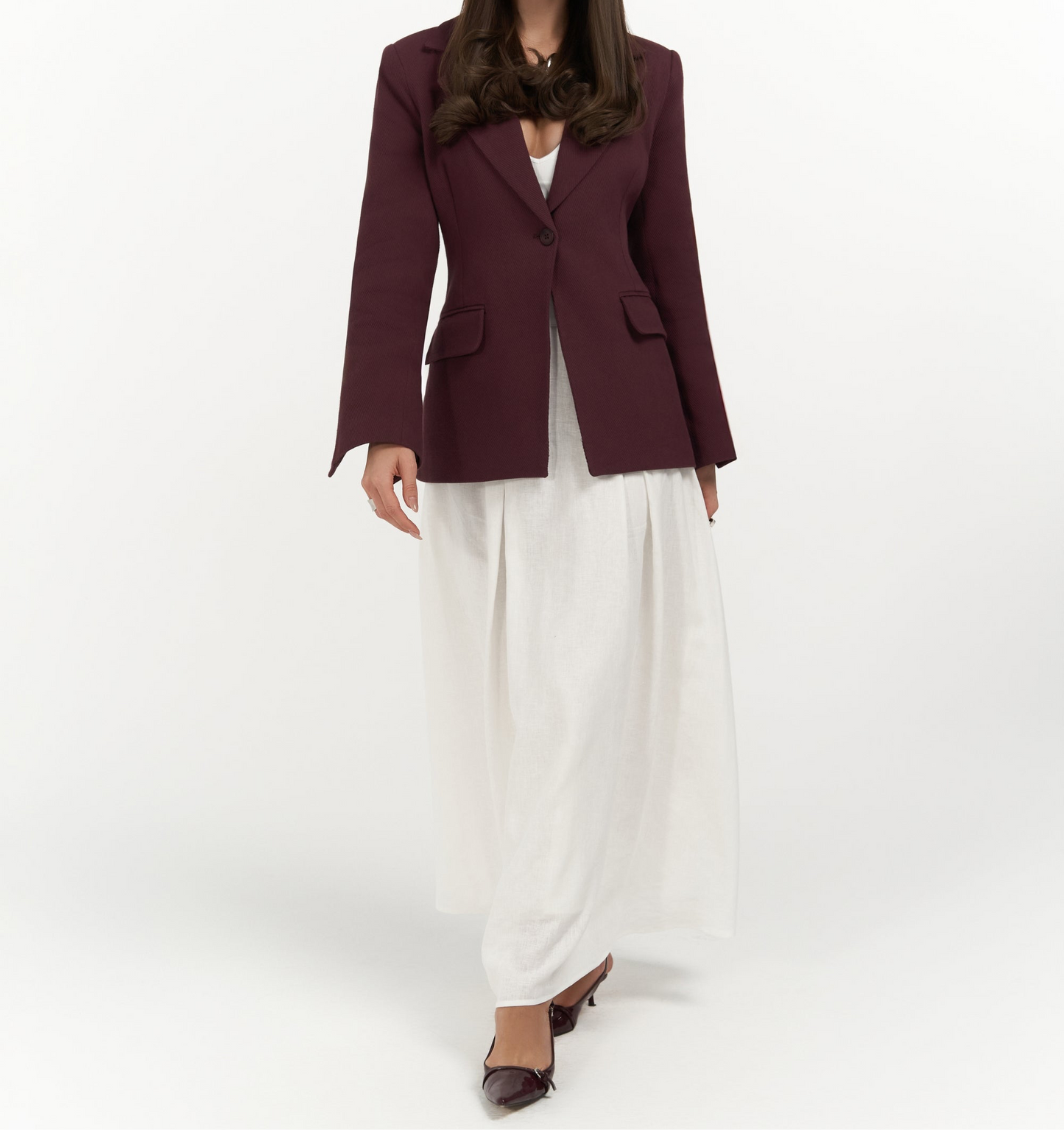 Blazer Rouge Bordeaux Cintré 100% Coton
