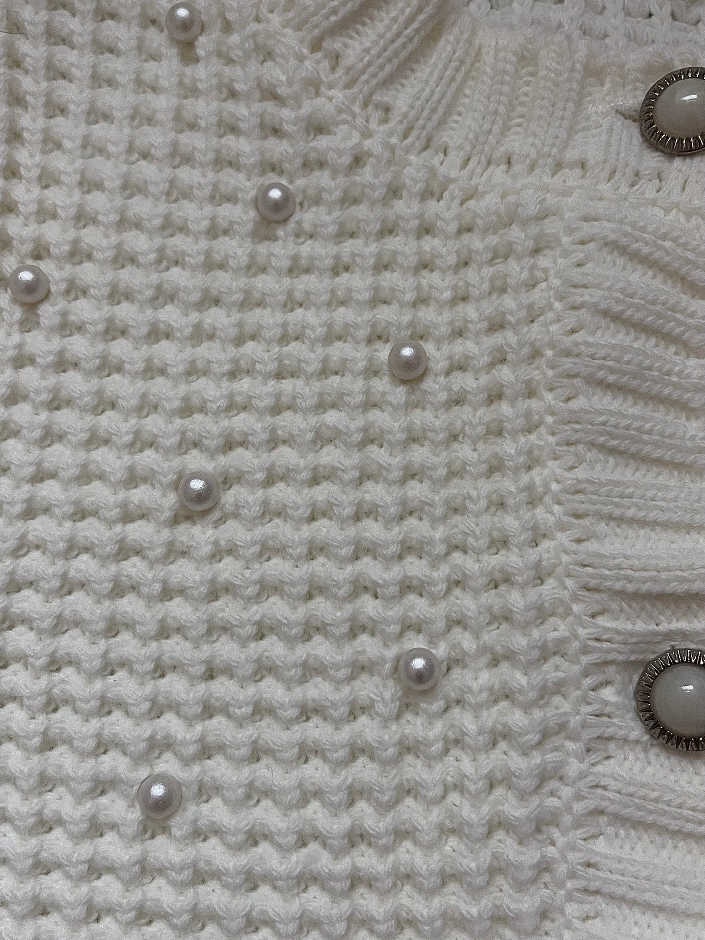 Gilet en maille Blanc à perles et strass