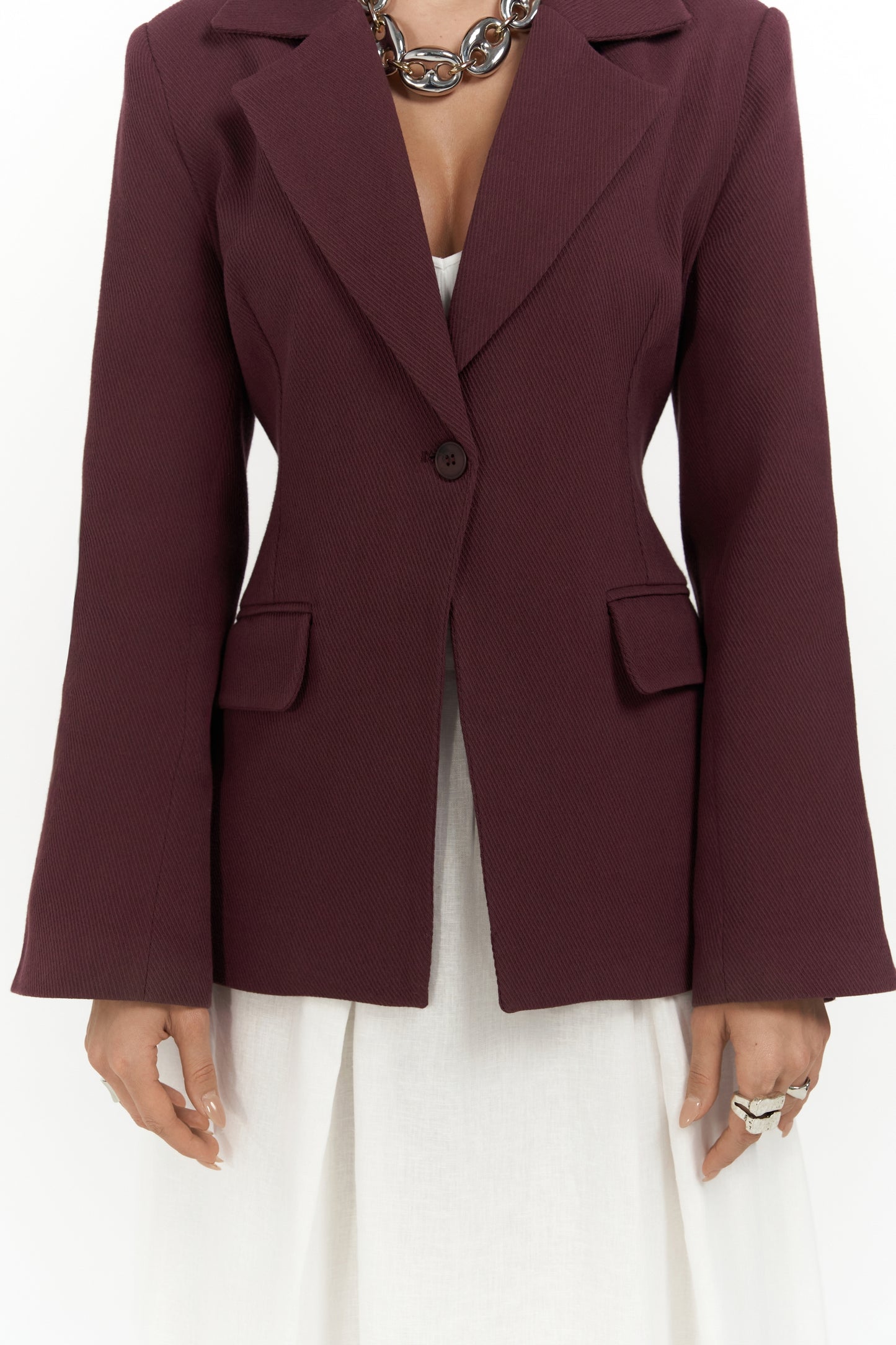 Blazer Rouge Bordeaux Cintré 100% Coton