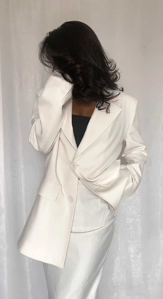 Veste Tailleur Écru Femme Élégante