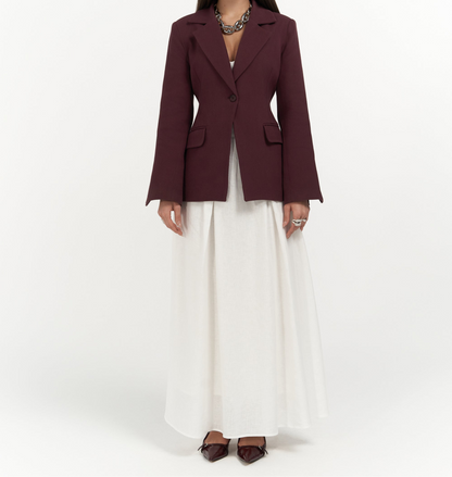 Blazer Rouge Bordeaux Cintré 100% Coton