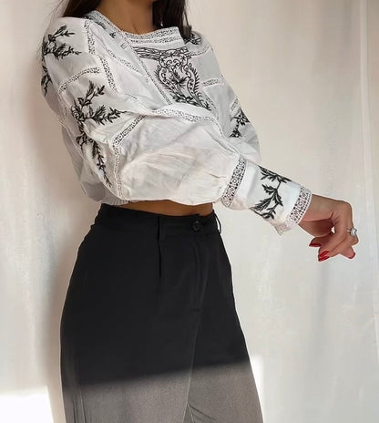 Blouse Bohème à manches longues avec Broderies