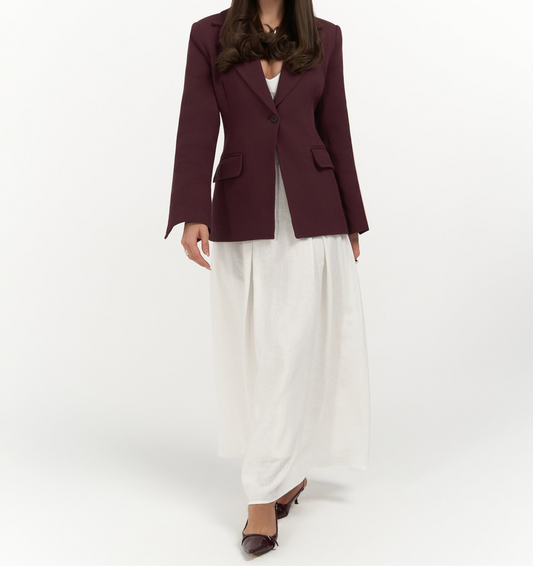 Blazer Rouge Bordeaux Cintré 100% Coton