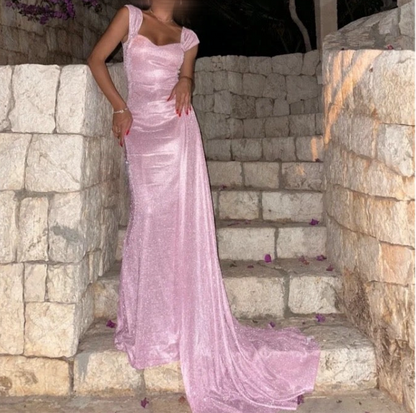 Robe Longue Parme Pailletée Glamour
