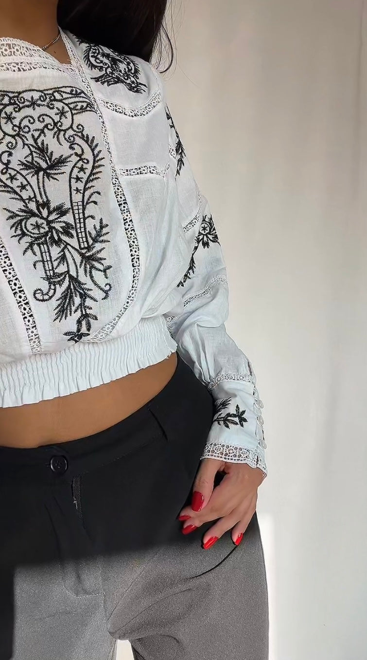Blouse Bohème à manches longues avec Broderies