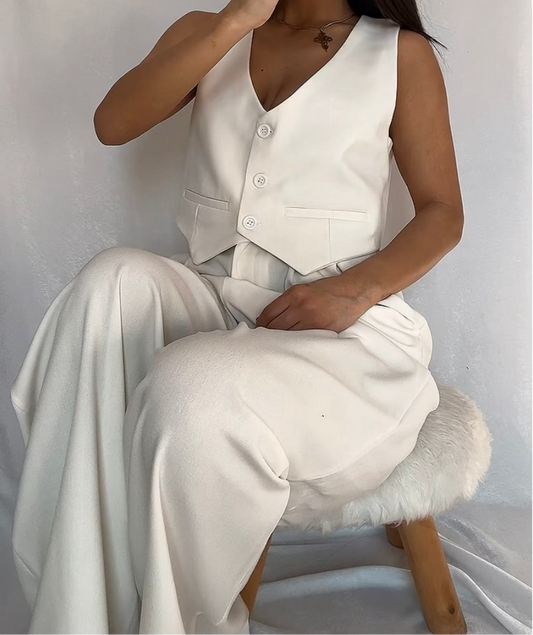 Gilet Tailleur Écru